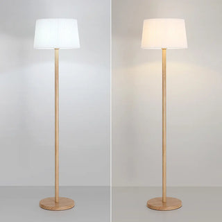 Trendy White Cylinder Walnut Metal Floor Lamp Zawala Image - 7