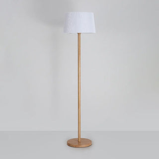 Trendy White Cylinder Walnut Metal Floor Lamp Zawala Image - 8