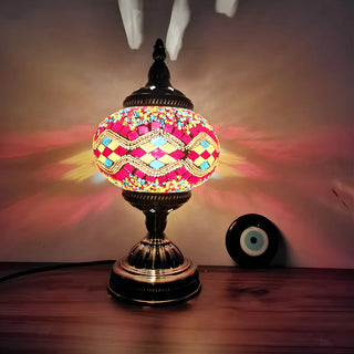 Retro Turkish Mosaic Globe Stained Glass Table Lamp Zawala Image - 1
