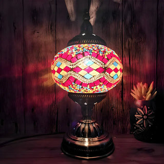 Retro Turkish Mosaic Globe Stained Glass Table Lamp Zawala Image - 2