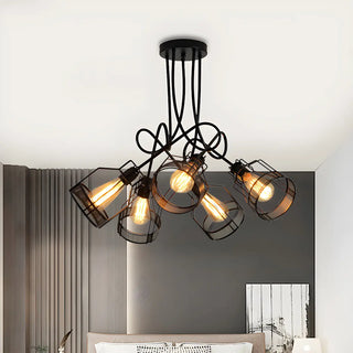 ZOWALA - Industrial Black Twisted Semi-Flush Mount Light 5-Light Image - 1