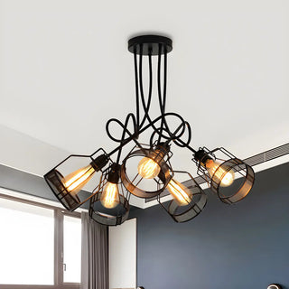ZOWALA - Industrial Black Twisted Semi-Flush Mount Light 5-Light Image - 2