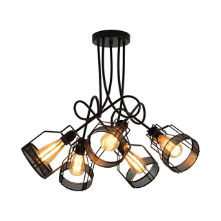 ZOWALA - Industrial Black Twisted Semi-Flush Mount Light 5-Light Image - 3