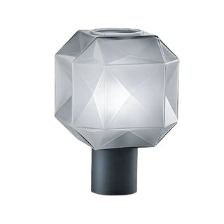 Stylish Gray Cylinder Base Geometric Shade Table Lamp Zawala Image - 15