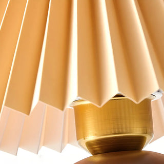 Simple Umbrella Pleated Wooden Globe Base Table Lamp Zawala Image - 10