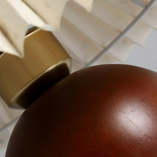 Simple Umbrella Pleated Wooden Globe Base Table Lamp Zawala Image - 11