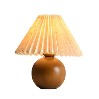 Simple Umbrella Pleated Wooden Globe Base Table Lamp Zawala Image - 12
