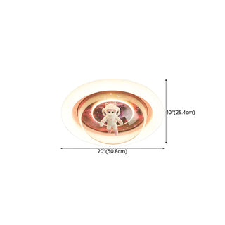 ZOWALA - Unique Pink Circular Astronaut Flush Mount Ceiling Lamp #size