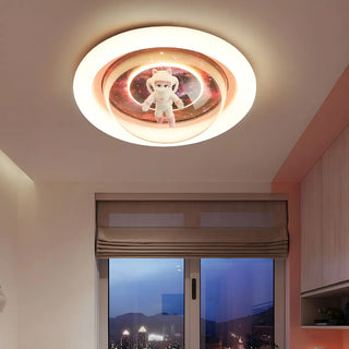 ZOWALA - Unique Pink Circular Astronaut Flush Mount Ceiling Lamp Image - 2