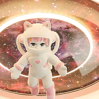ZOWALA - Unique Pink Circular Astronaut Flush Mount Ceiling Lamp Image - 6