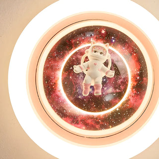 ZOWALA - Unique Pink Circular Astronaut Flush Mount Ceiling Lamp Image - 8