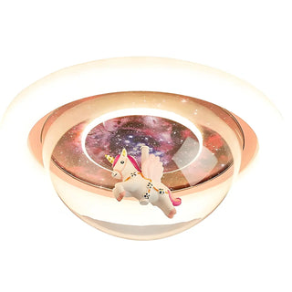 ZOWALA - Unique Pink Circular Astronaut Flush Mount Ceiling Lamp Image - 9