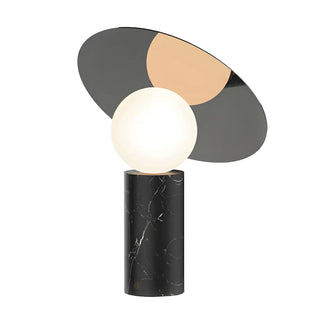 Unique Marble Cylinder Globe Shade Metallic Table Lamp Zawala Image - 12