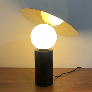 Unique Marble Cylinder Globe Shade Metallic Table Lamp Zawala Image - 6