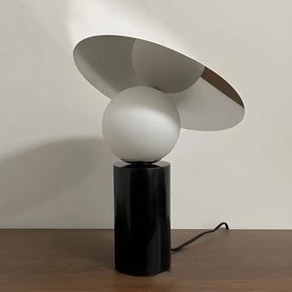 Unique Marble Cylinder Globe Shade Metallic Table Lamp Zawala Image - 7