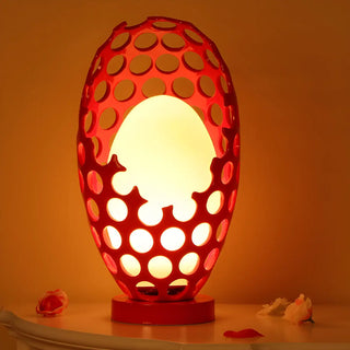 Chic Hollow Egg Shape White Glass Decor Table Lamp Zawala Image - 4