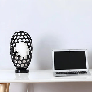 Chic Hollow Egg Shape White Glass Decor Table Lamp Zawala Image - 6