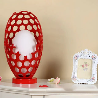 Chic Hollow Egg Shape White Glass Decor Table Lamp Zawala Image - 8