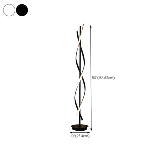 Unique Black Twisted LED Modern Metal Floor Lamp Zawala #size