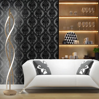 Unique Black Twisted LED Modern Metal Floor Lamp Zawala Image - 4