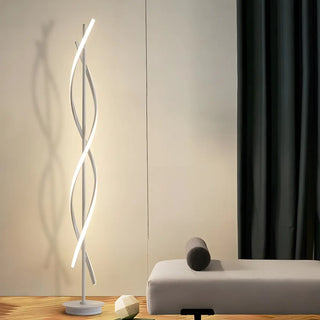 Unique Black Twisted LED Modern Metal Floor Lamp Zawala Image - 5
