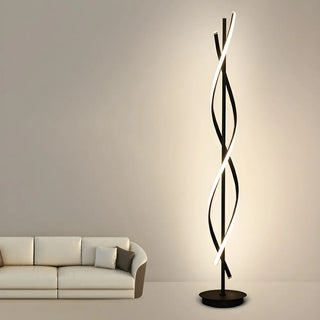 Unique Black Twisted LED Modern Metal Floor Lamp Zawala Image - 7
