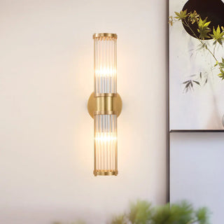 ZOWALA - Vertical Gold Ribbed Glass Vanity Wall Sconce Light Image - 1