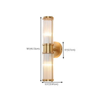 ZOWALA - Vertical Gold Ribbed Glass Vanity Wall Sconce Light #size