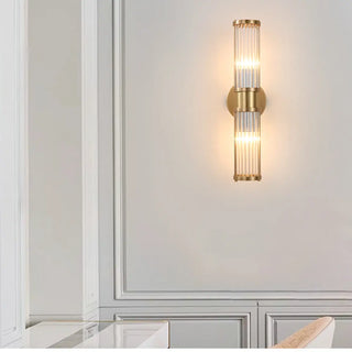 ZOWALA - Vertical Gold Ribbed Glass Vanity Wall Sconce Light Image - 3
