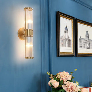 ZOWALA - Vertical Gold Ribbed Glass Vanity Wall Sconce Light Image - 4