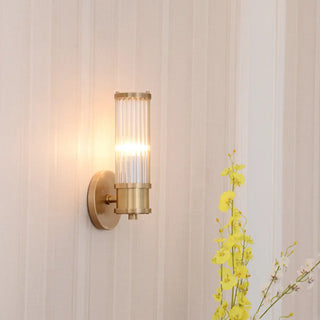 ZOWALA - Vertical Gold Ribbed Glass Vanity Wall Sconce Light Image - 5