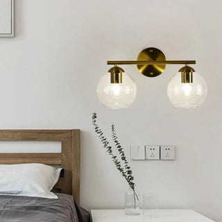 Simple Clear Glass Gold Double Globe Vanity Light Zawala Image - 1