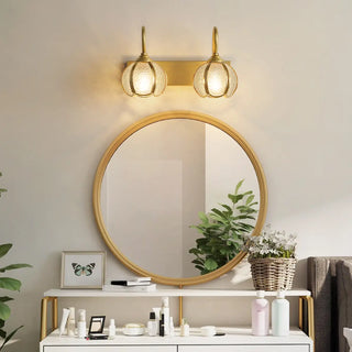 ZOWALA - Vintage Gold 3-Light Globe Glass Vanity Light Image - 1
