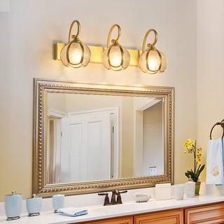 ZOWALA - Vintage Gold 3-Light Globe Glass Vanity Light Image - 3