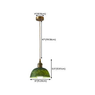 ZOWALA - Vintage Dining Room Green Stone Metal Dome Pendant Light #size