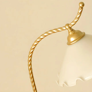 ZOWALA - Vintage Amber Flower Scrolled Gold Floor Lamp Image - 10