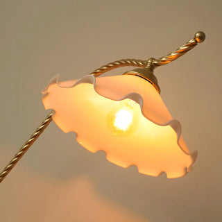 ZOWALA - Vintage Amber Flower Scrolled Gold Floor Lamp Image - 14