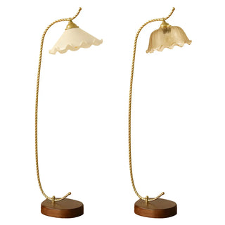 ZOWALA - Vintage Amber Flower Scrolled Gold Floor Lamp Image - 19