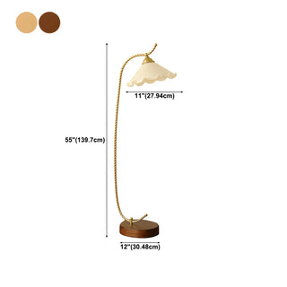 ZOWALA - Vintage Amber Flower Scrolled Gold Floor Lamp #size