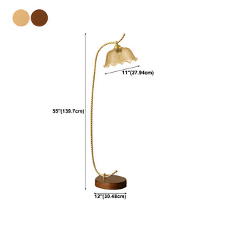 ZOWALA - Vintage Amber Flower Scrolled Gold Floor Lamp Image - 21