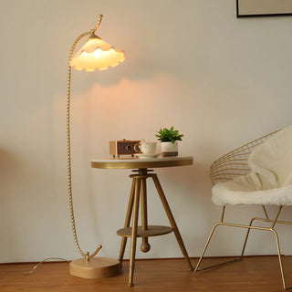 ZOWALA - Vintage Amber Flower Scrolled Gold Floor Lamp Image - 3