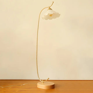 ZOWALA - Vintage Amber Flower Scrolled Gold Floor Lamp Image - 7