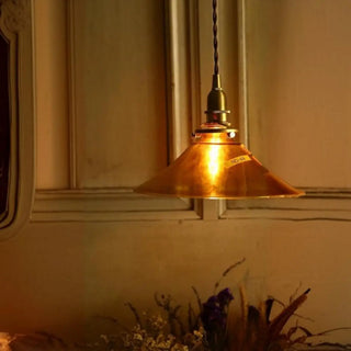 Vintage Living Room Amber Glass Cone Pendant Light Zawala Image - 1