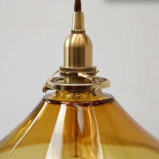 Vintage Living Room Amber Glass Cone Pendant Light Zawala Image - 9