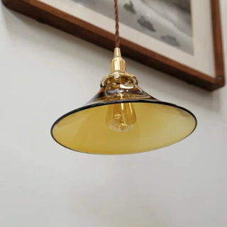 Vintage Living Room Amber Glass Cone Pendant Light Zawala Image - 10