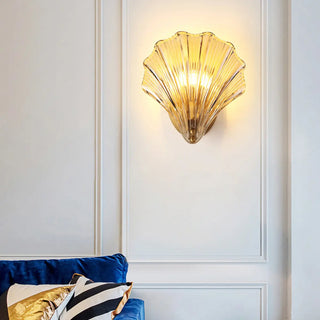 Vintage Shell Amber Glass Decorative Wall Sconce Image - 1