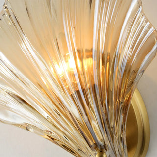 Vintage Shell Amber Glass Decorative Wall Sconce Image - 12