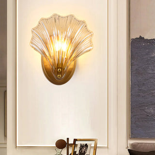 Vintage Shell Amber Glass Decorative Wall Sconce Image - 3