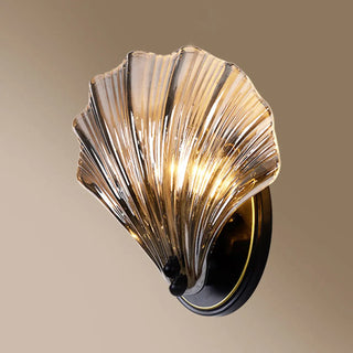 Vintage Shell Amber Glass Decorative Wall Sconce Image - 8