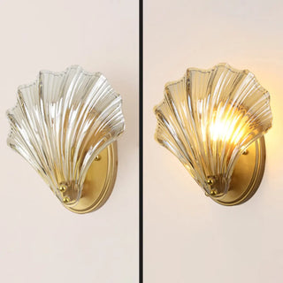 Vintage Shell Amber Glass Decorative Wall Sconce Image - 9